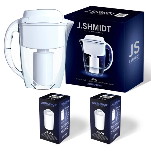 Dzbanek filtrujący wodę Aquaphor J.Shmidt 500 biały z 2 wkładami wymiennymi JS-500.