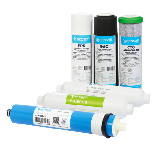 Pełny zestaw filtrów wymienialnych z membraną dla Ecosoft PURE Balance.