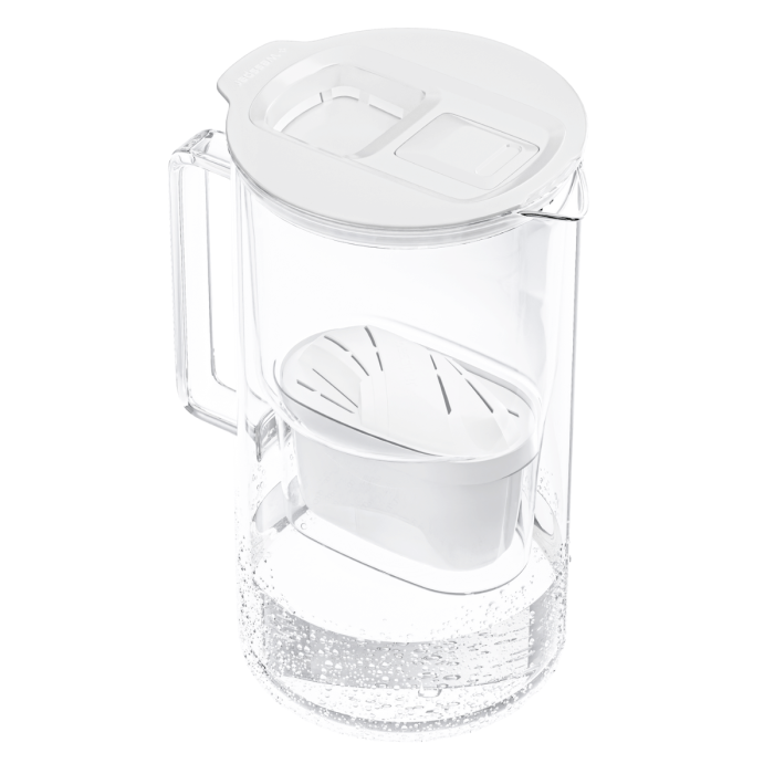 Szklany dzbanek filtrujący wodę 2l Wessper D4 Borosilicate, biały.