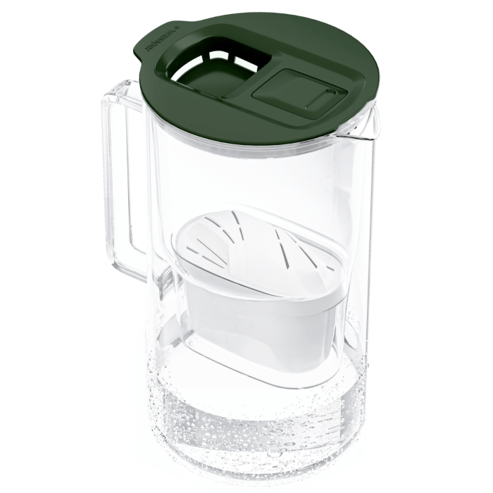 Szklany dzbanek filtrujący wodę Wessper D4 Borosilicate 2l, ciemnozielony.