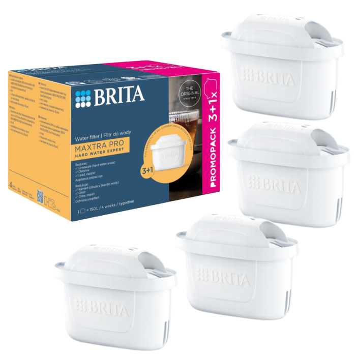 Wkład do dzbanka filtrującego zestaw 3 + 1 (4 sztuki) BRITA Maxtra PRO Hard Water Expert.