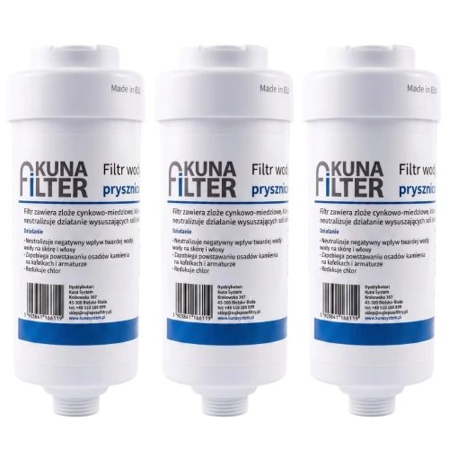 Filtr prysznicowy Kuna Filter, zestaw 3 sztuk. 