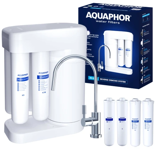 Aquaphor Morion RO-101S filtr do wody z wbudowanym zbiornikiem + zestaw 4 zapasowych filtrów (2 x K2, 2 x K5).